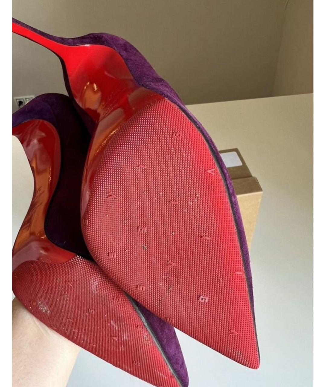 CHRISTIAN LOUBOUTIN Бордовые замшевые туфли, фото 8