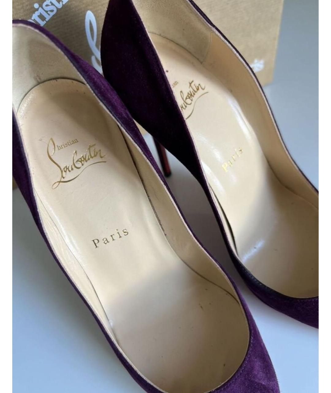 CHRISTIAN LOUBOUTIN Бордовые замшевые туфли, фото 3