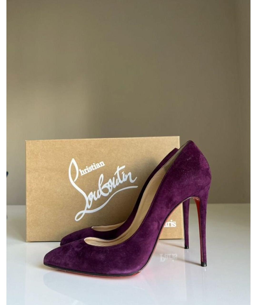 CHRISTIAN LOUBOUTIN Бордовые замшевые туфли, фото 9