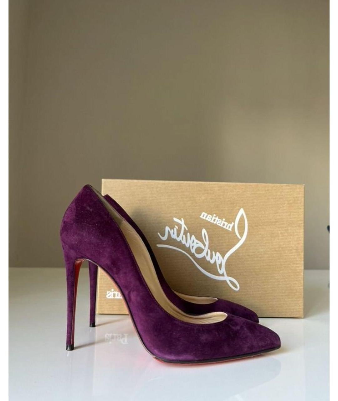 CHRISTIAN LOUBOUTIN Бордовые замшевые туфли, фото 10