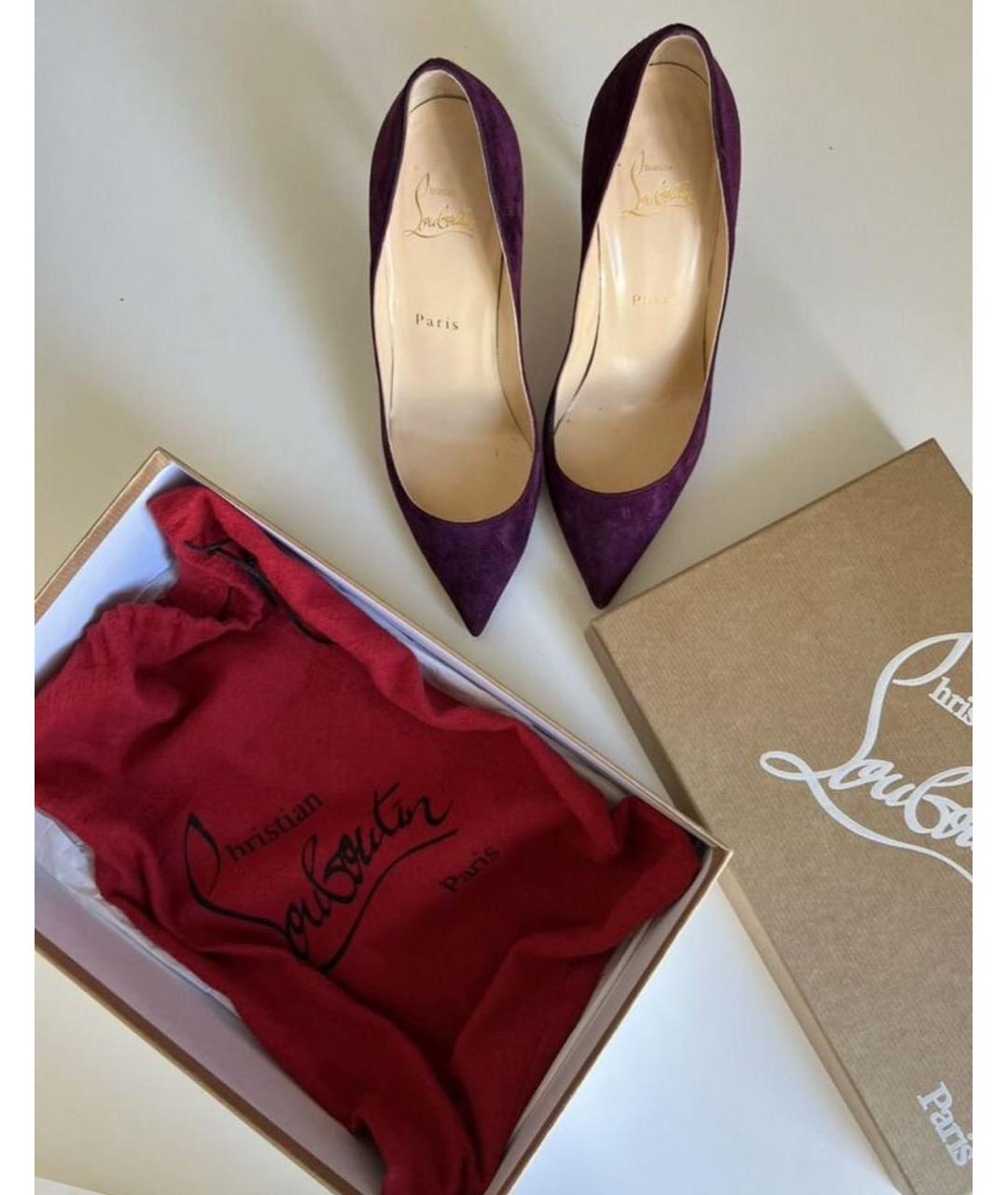 CHRISTIAN LOUBOUTIN Бордовые замшевые туфли, фото 2