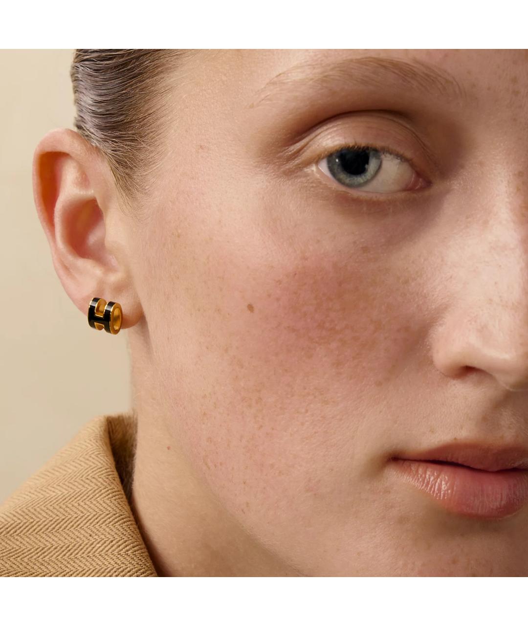 HERMES Черные металлические серьги, фото 2