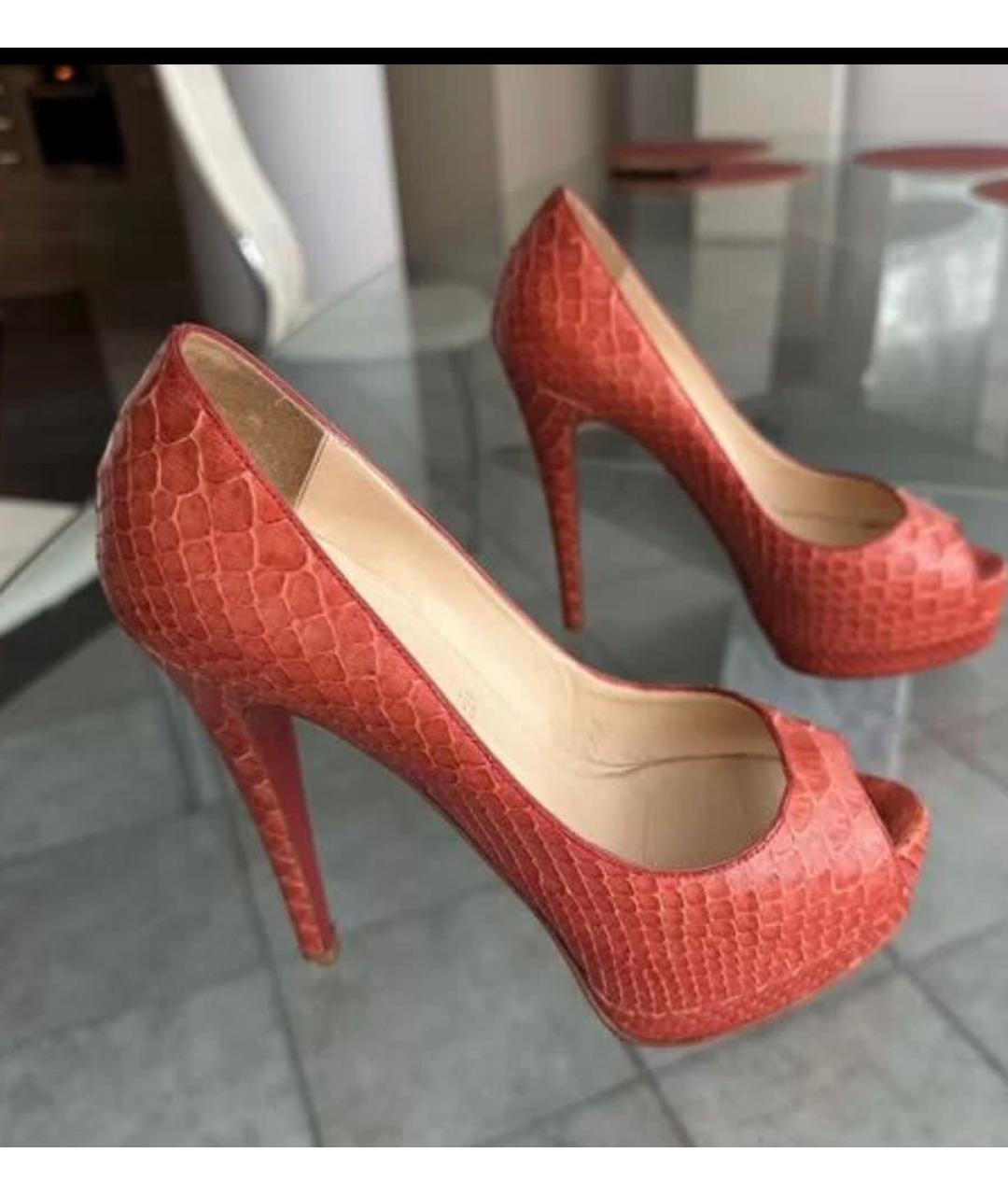 CHRISTIAN LOUBOUTIN Оранжевое туфли из экзотической кожи, фото 5