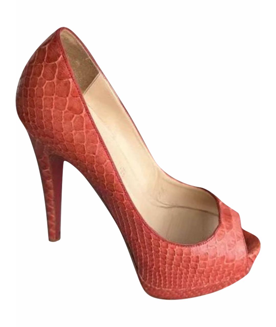 CHRISTIAN LOUBOUTIN Оранжевое туфли из экзотической кожи, фото 1