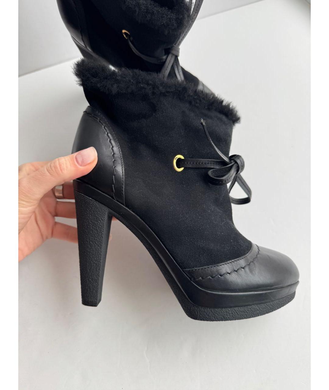 SERGIO ROSSI Черные кожаные ботильоны, фото 4