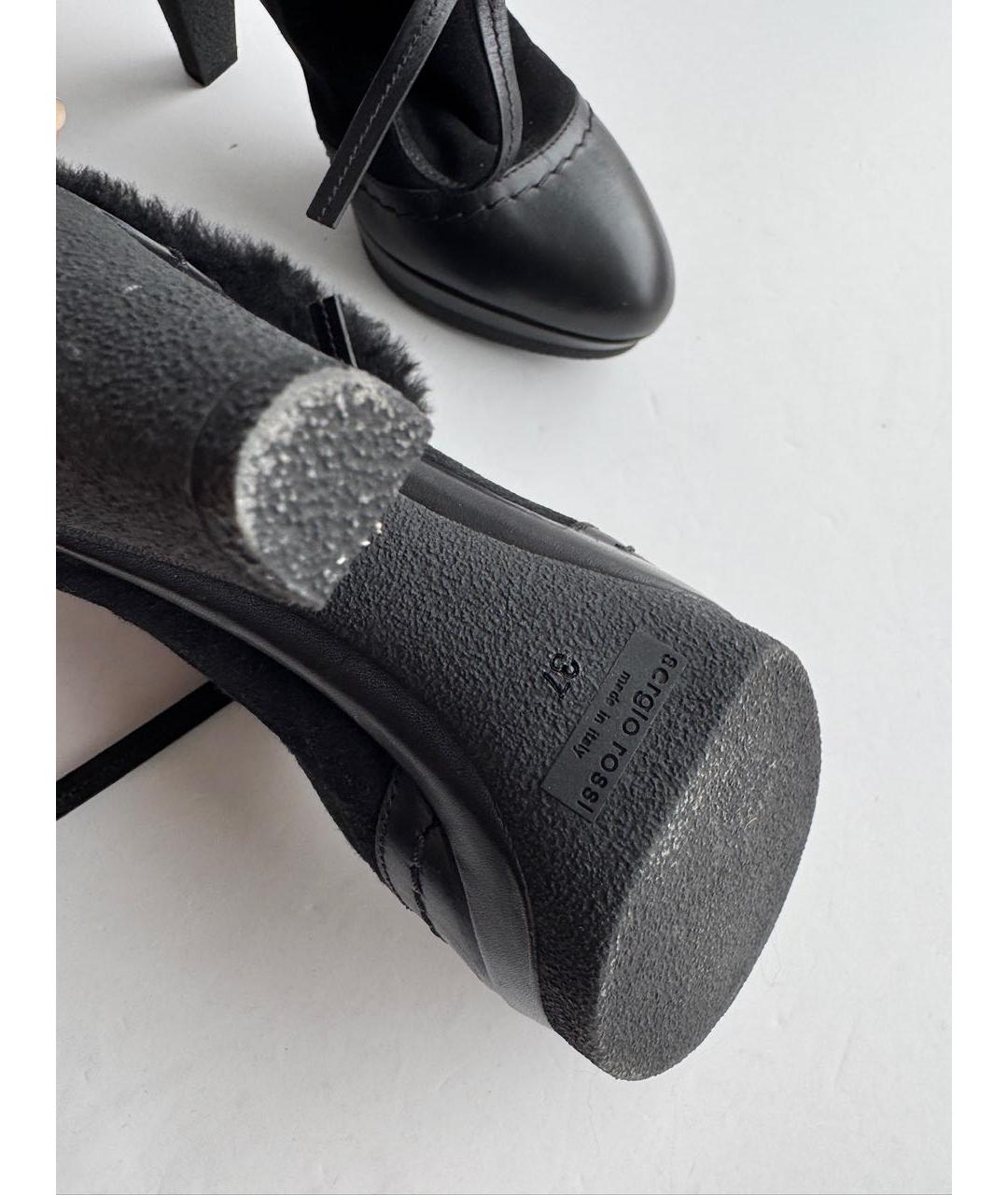 SERGIO ROSSI Черные кожаные ботильоны, фото 5