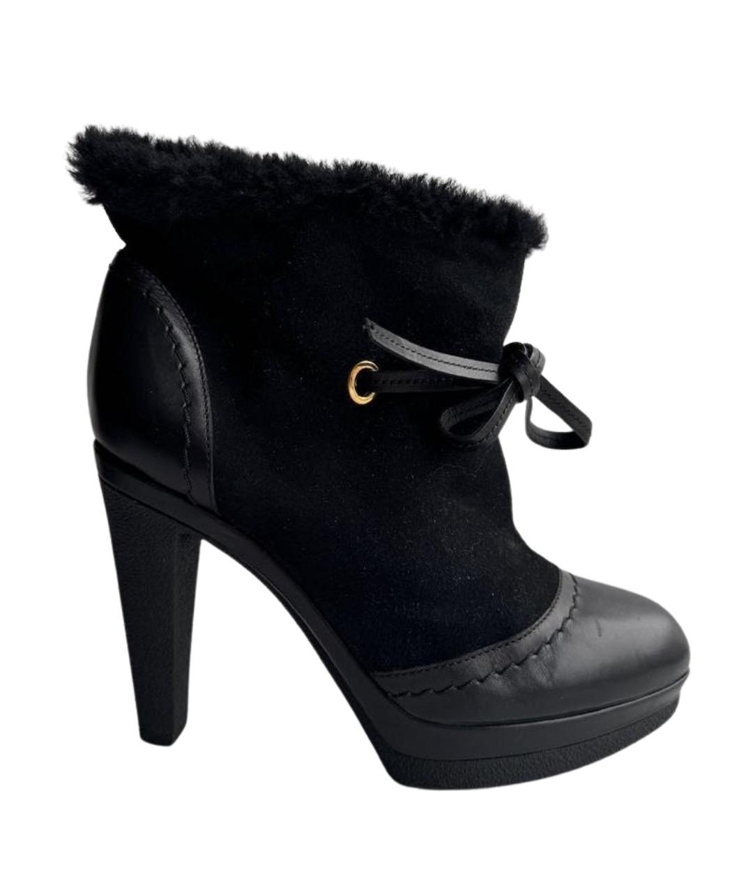 SERGIO ROSSI Черные кожаные ботильоны, фото 1