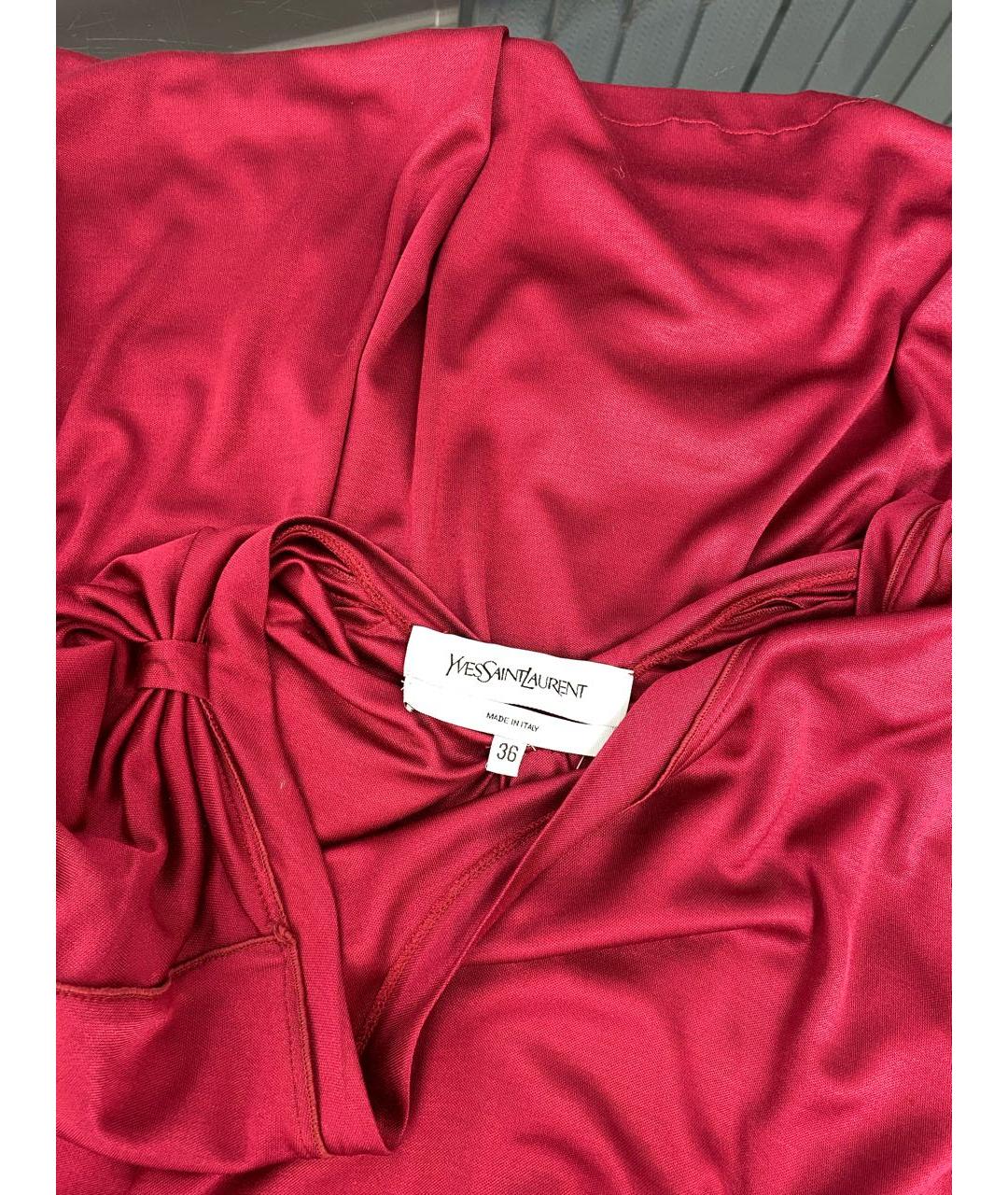 YVES SAINT LAURENT VINTAGE Бордовое шелковое коктейльное платье, фото 3