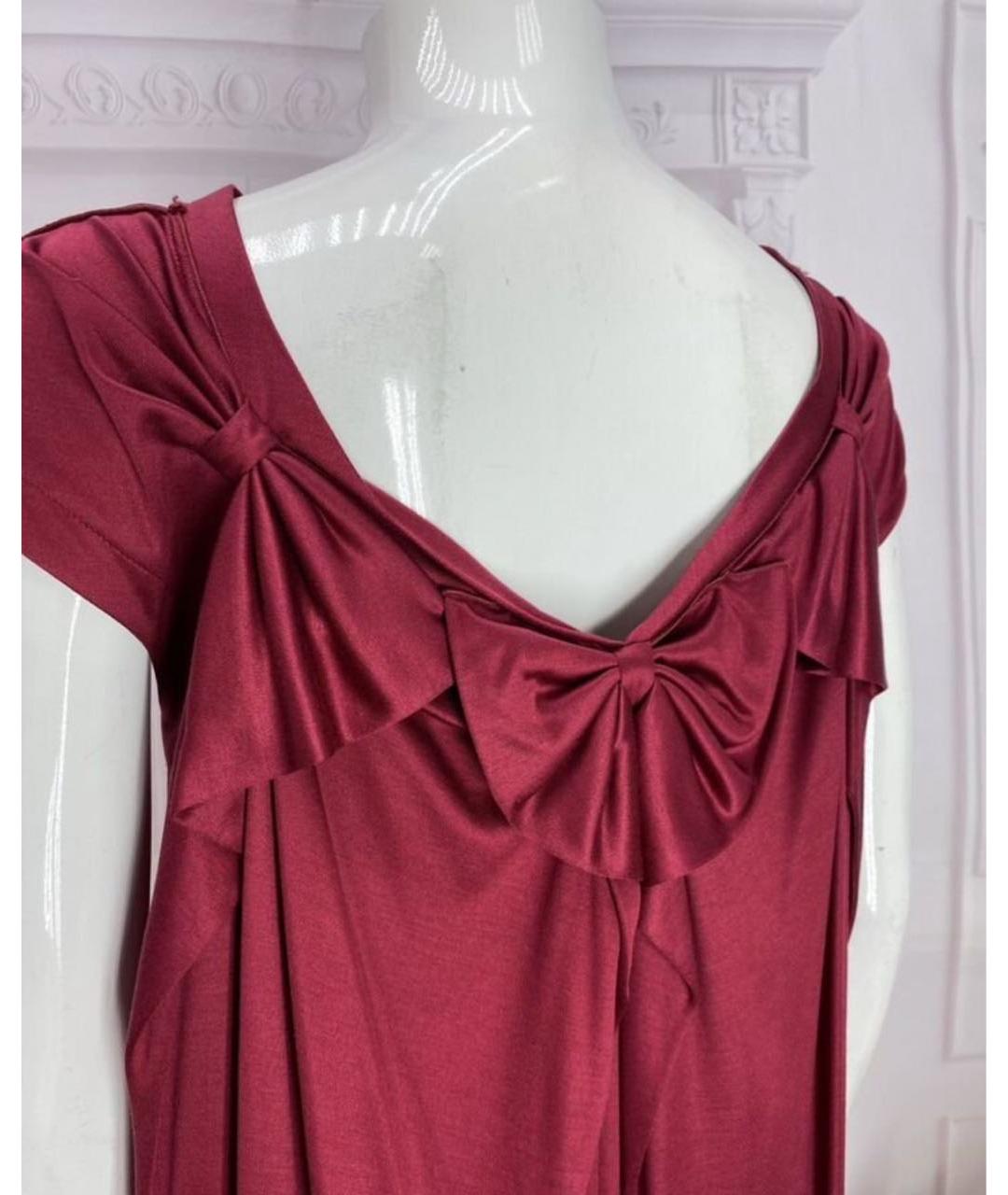 YVES SAINT LAURENT VINTAGE Бордовое шелковое коктейльное платье, фото 6