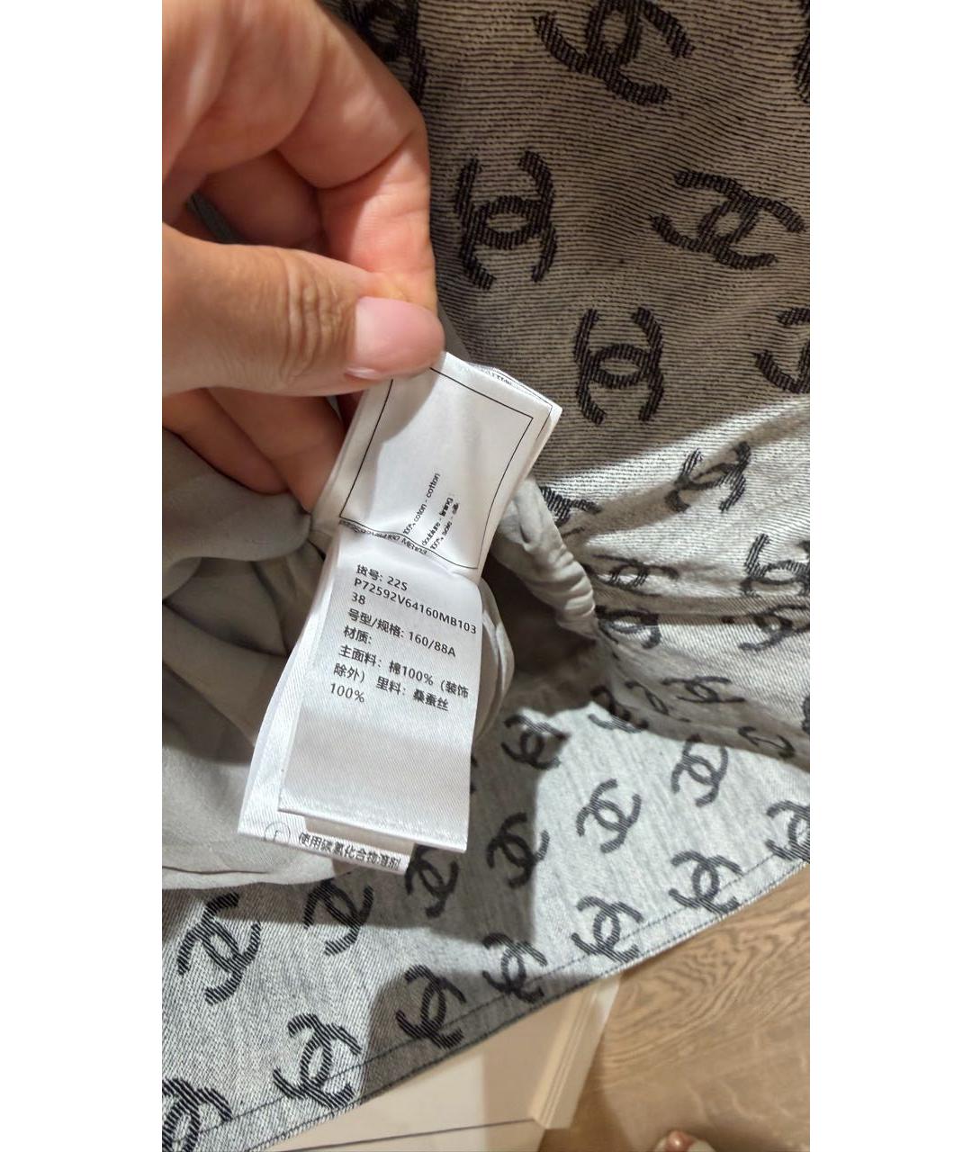 CHANEL Серое хлопковое платье, фото 7