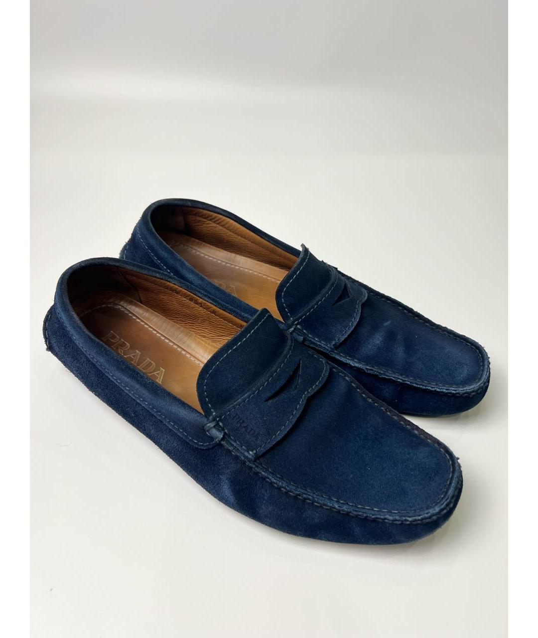 PRADA Темно-синие замшевые мокасины, фото 2
