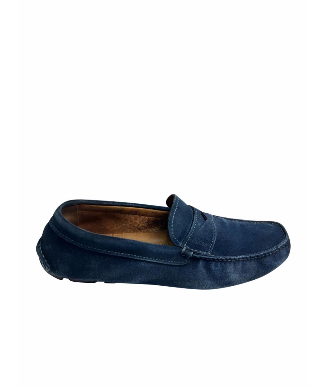PRADA Темно-синие замшевые мокасины, фото 1
