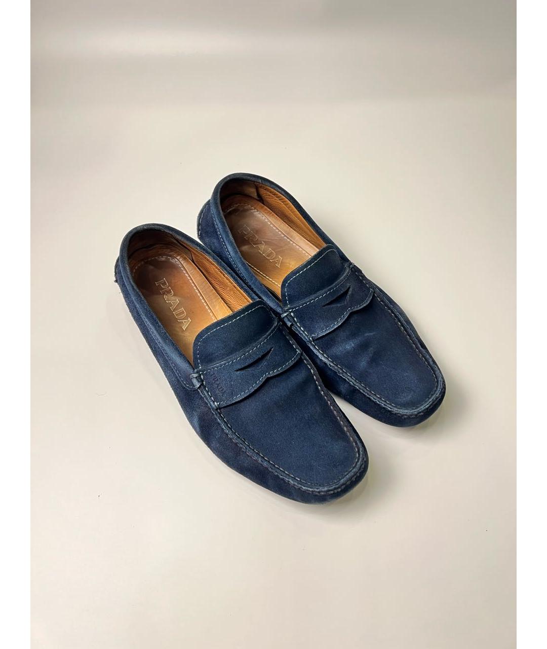 PRADA Темно-синие замшевые мокасины, фото 6