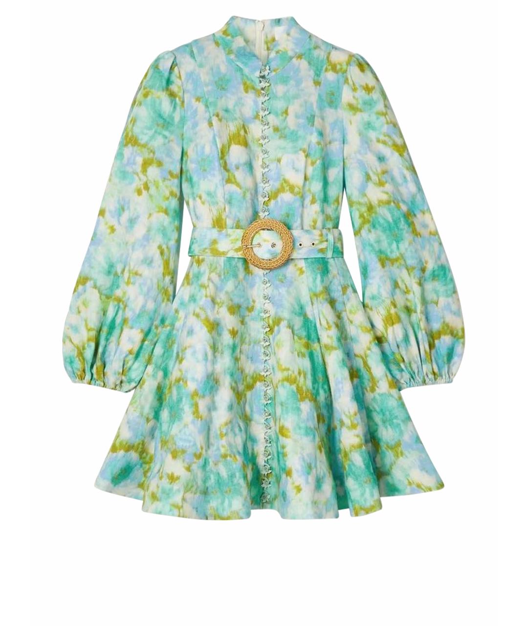 ZIMMERMANN Бирюзовое льняное коктейльное платье, фото 1