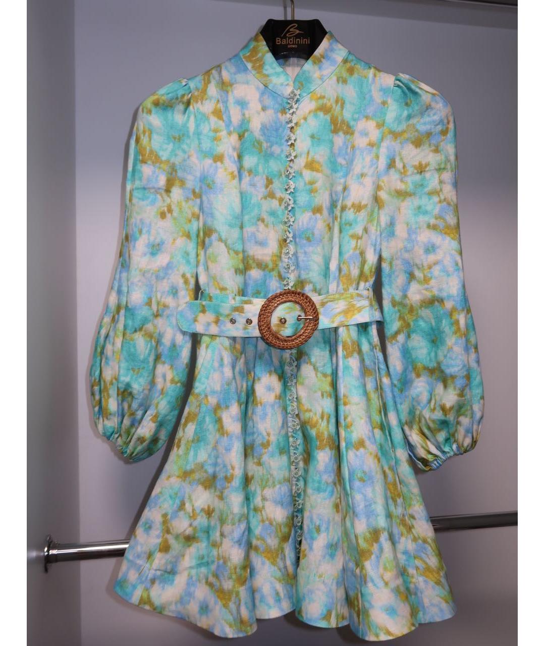 ZIMMERMANN Бирюзовое льняное коктейльное платье, фото 4