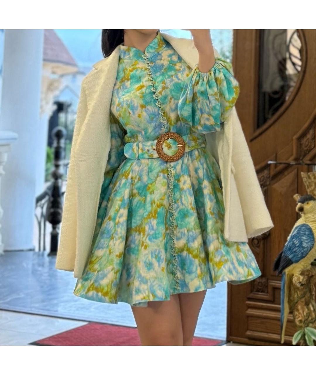 ZIMMERMANN Бирюзовое льняное коктейльное платье, фото 6