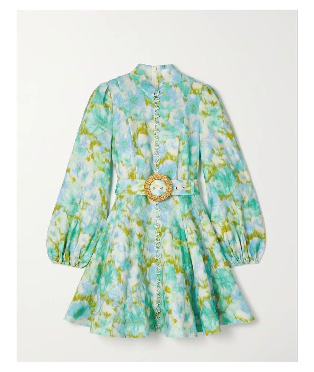 ZIMMERMANN Бирюзовое льняное коктейльное платье, фото 7