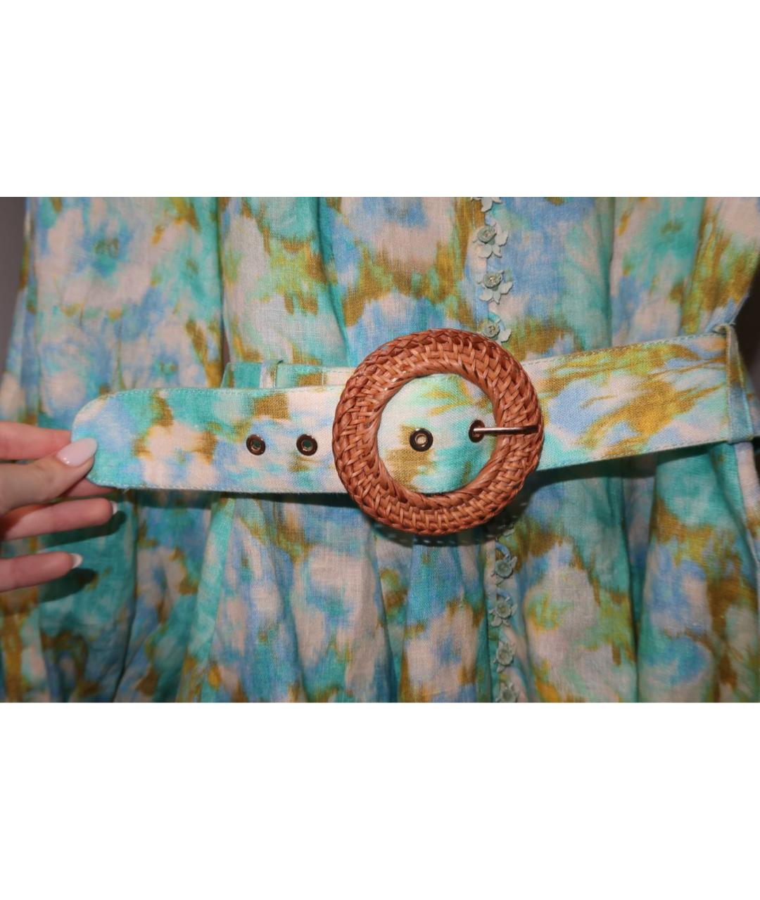 ZIMMERMANN Бирюзовое льняное коктейльное платье, фото 3