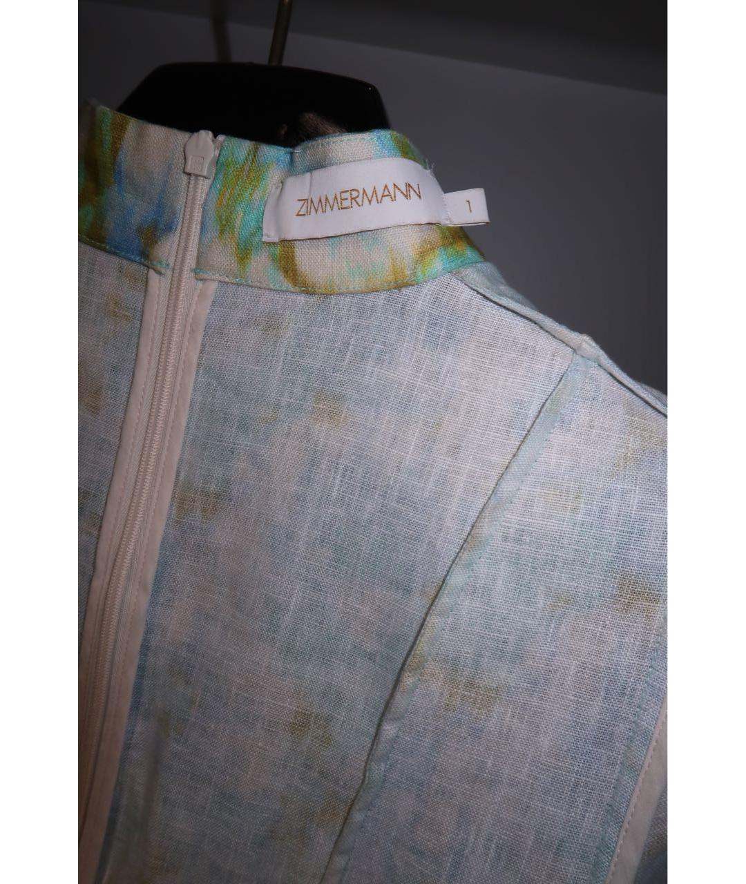 ZIMMERMANN Бирюзовое льняное коктейльное платье, фото 2