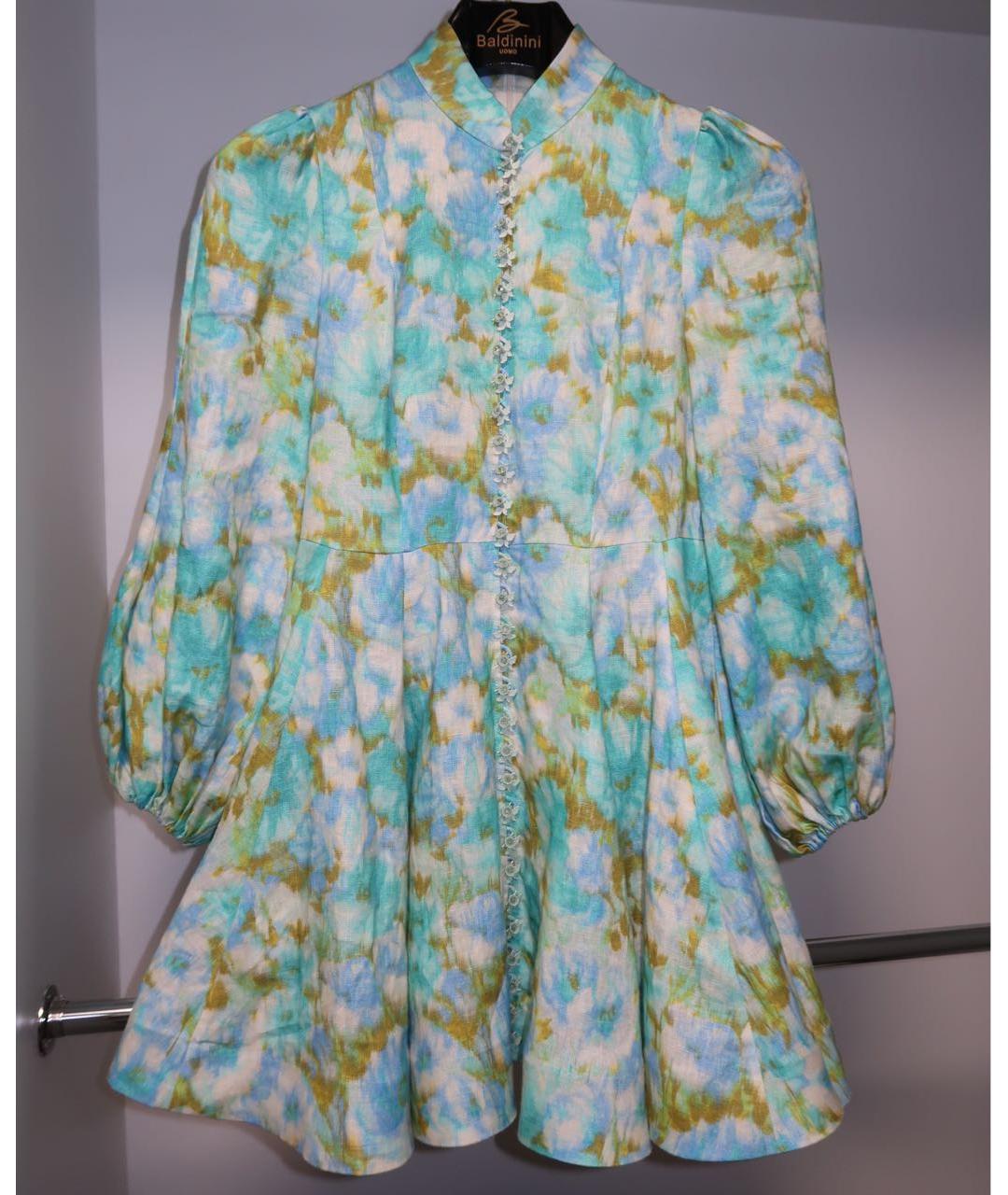 ZIMMERMANN Бирюзовое льняное коктейльное платье, фото 5