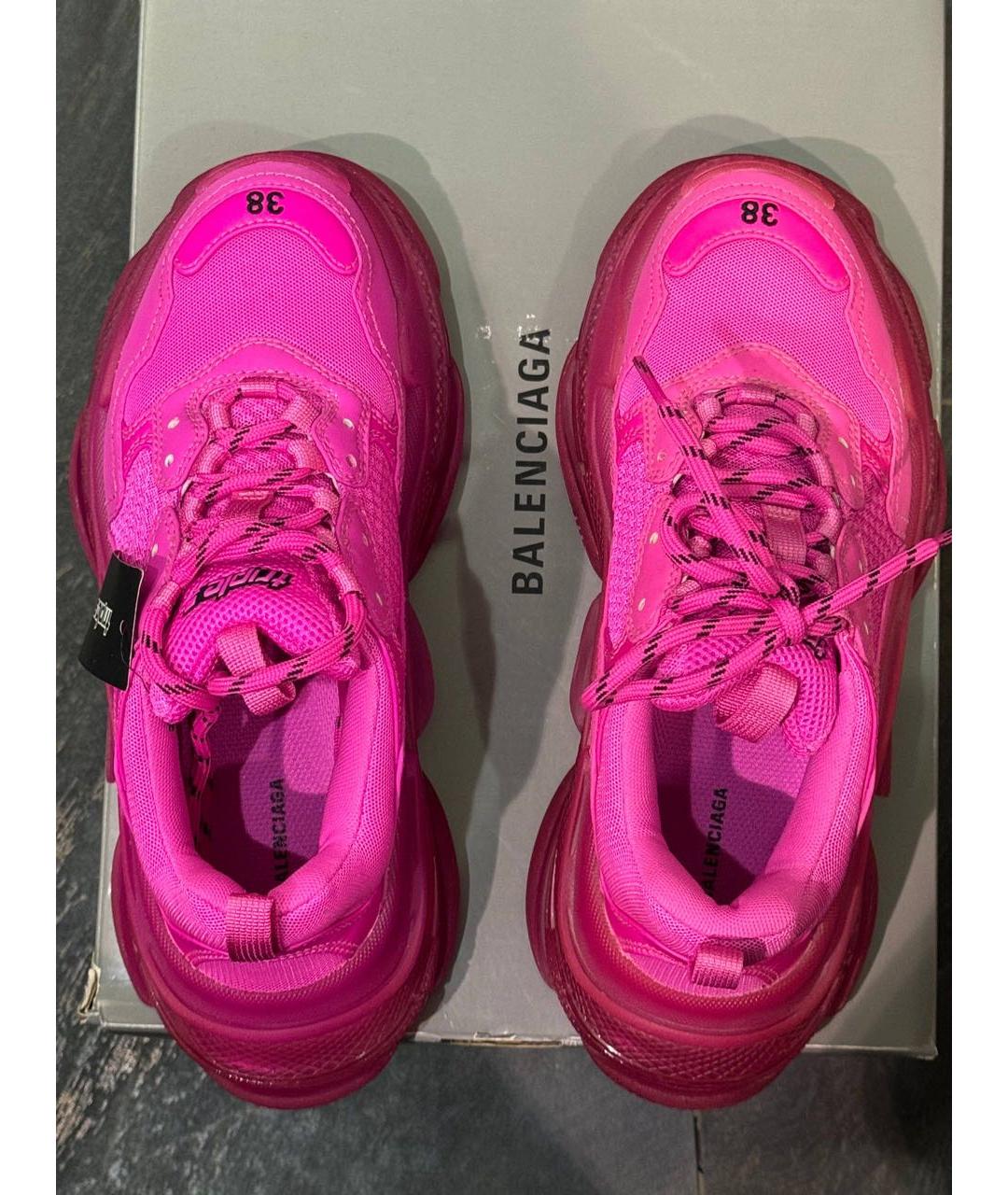 BALENCIAGA Фуксия кожаные кроссовки, фото 4