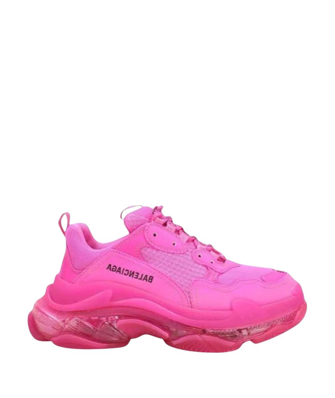 BALENCIAGA Фуксия кожаные кроссовки, фото 1