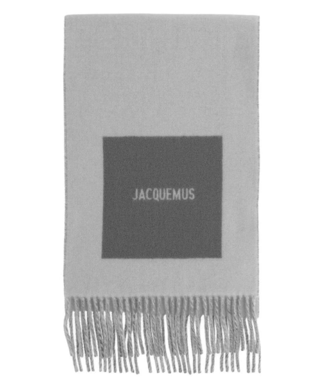 JACQUEMUS Серый шерстяной шарф, фото 6