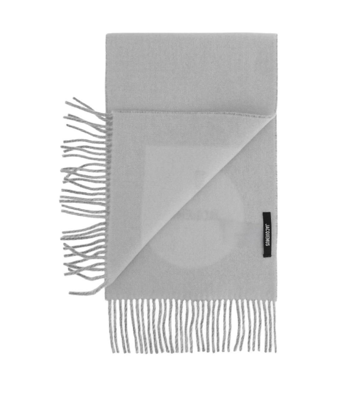 JACQUEMUS Серый шерстяной шарф, фото 3