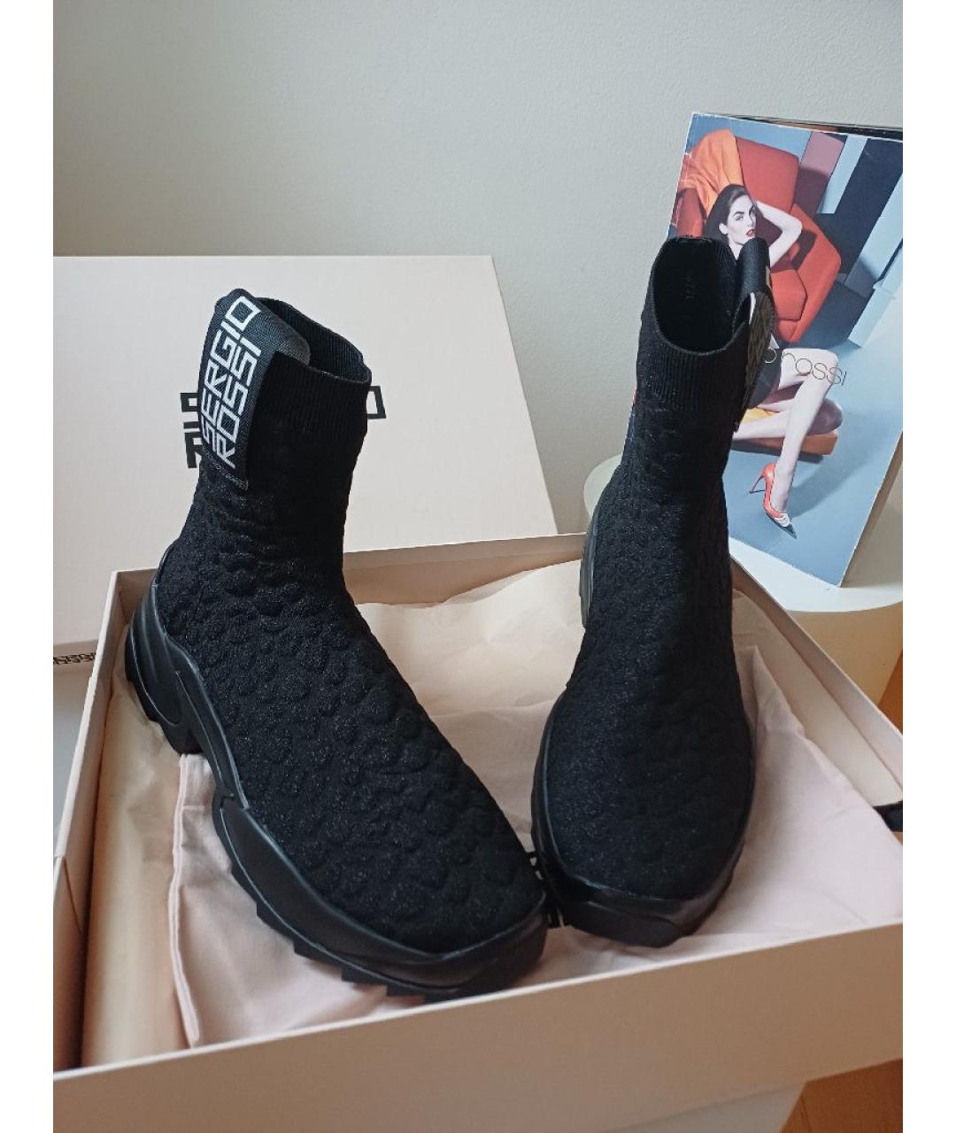 SERGIO ROSSI Черные текстильные кроссовки, фото 6