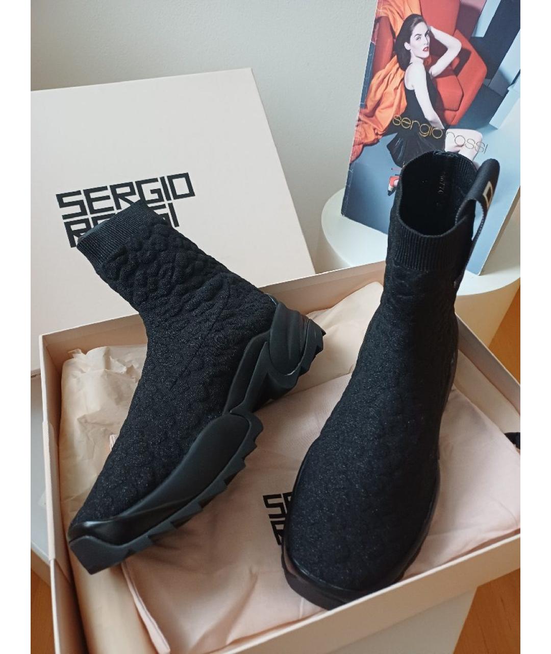 SERGIO ROSSI Черные текстильные кроссовки, фото 2