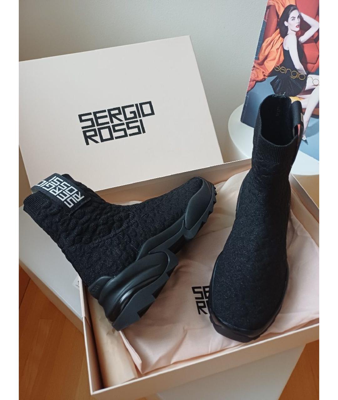 SERGIO ROSSI Черные текстильные кроссовки, фото 5