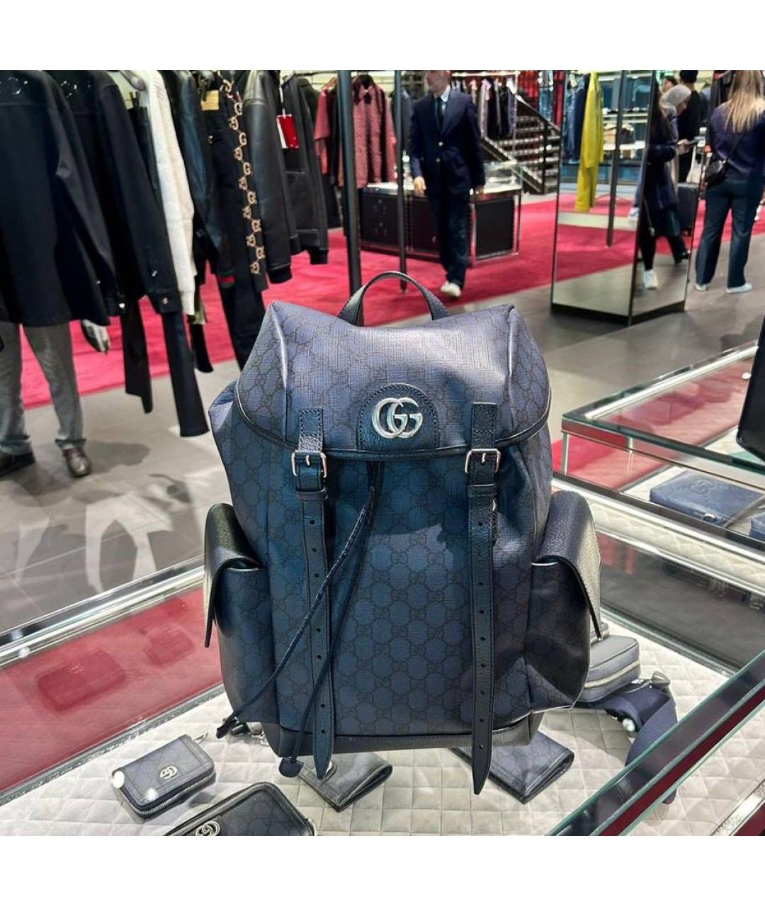 GUCCI Темно-синий кожаный рюкзак, фото 2