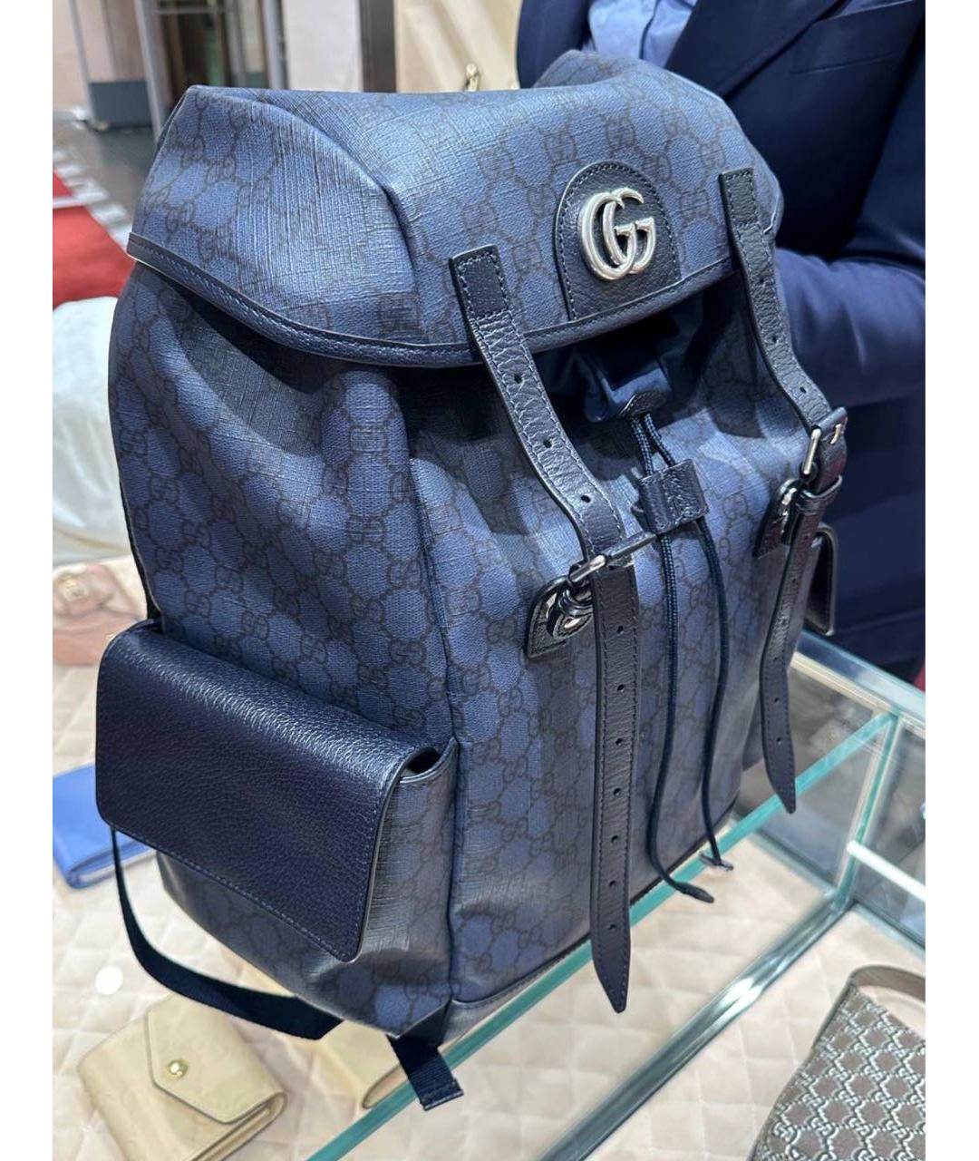 GUCCI Темно-синий кожаный рюкзак, фото 3