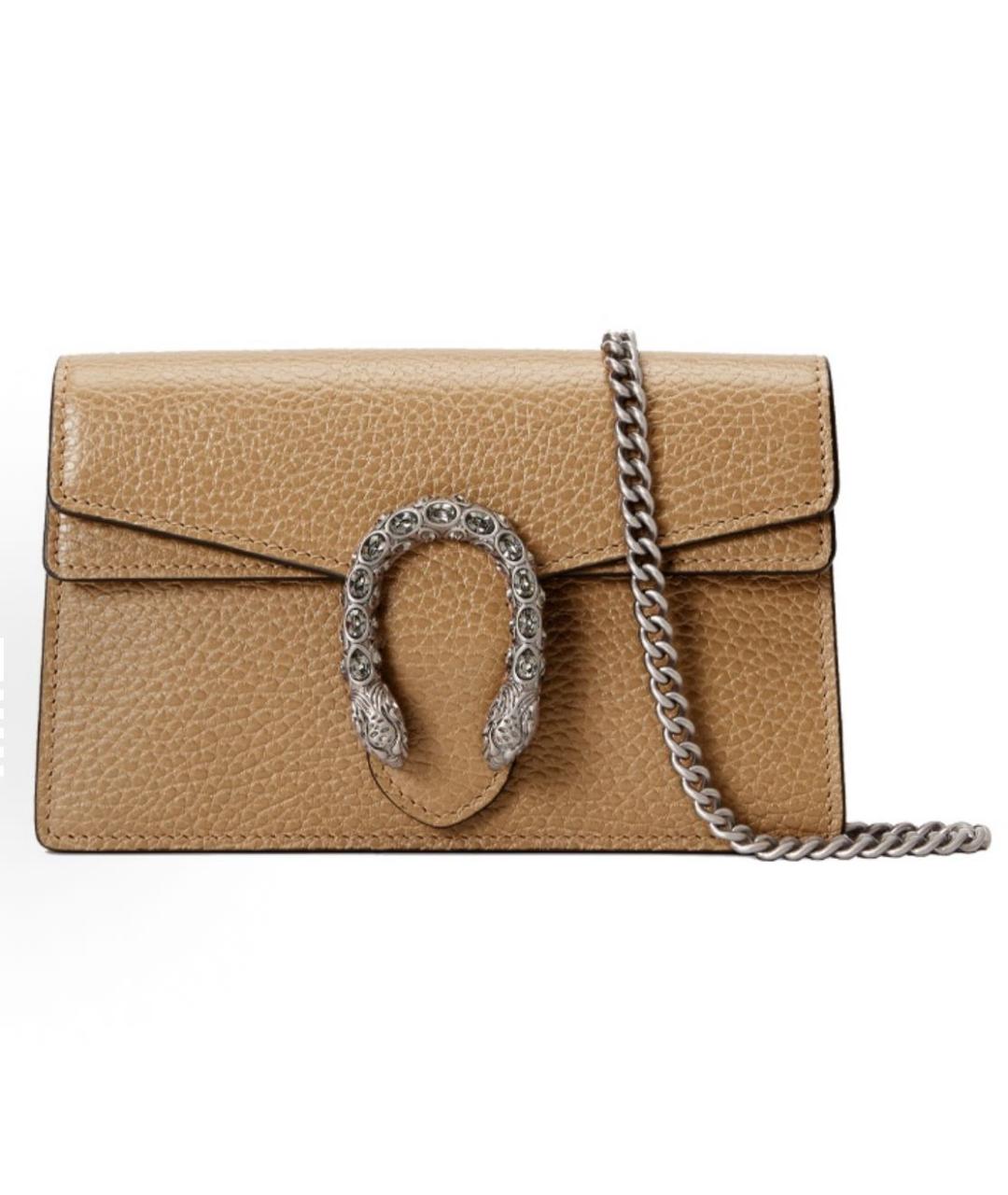 GUCCI Бежевая кожаная сумка через плечо, фото 4