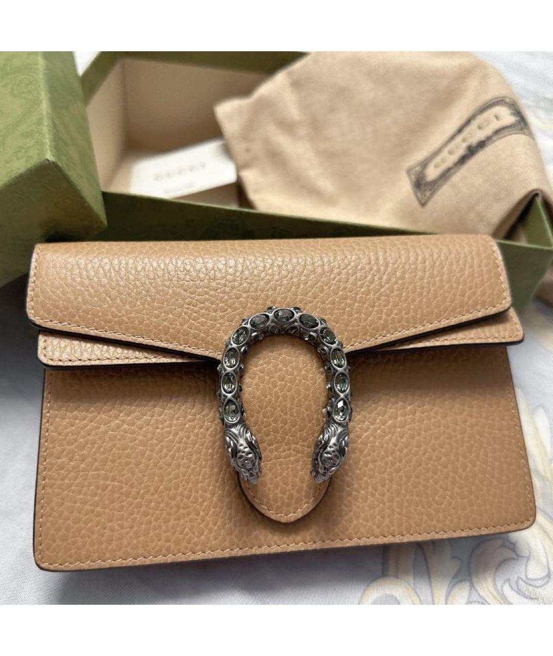 GUCCI Бежевая кожаная сумка через плечо, фото 2