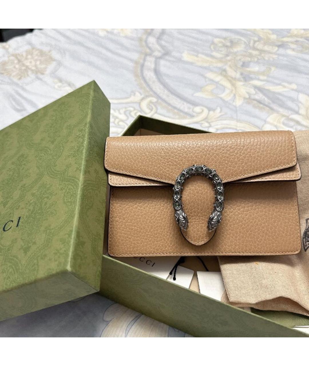 GUCCI Бежевая кожаная сумка через плечо, фото 3