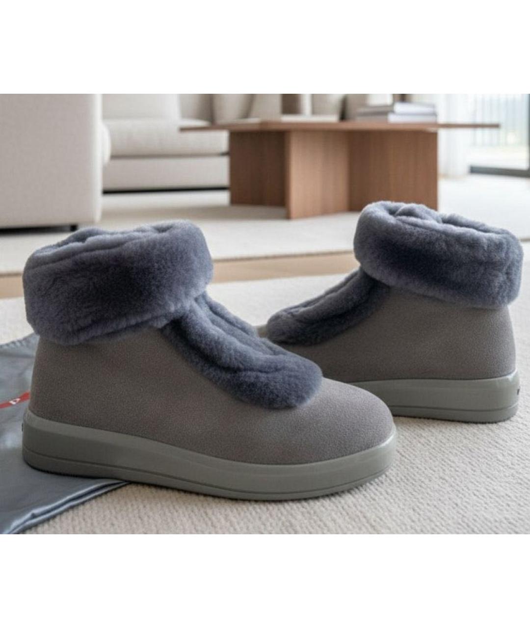 PRADA Серые замшевые ботинки, фото 3