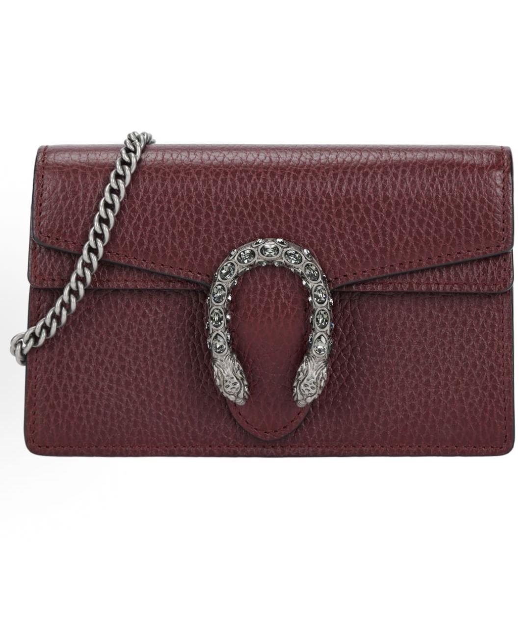 GUCCI Бордовая кожаная сумка через плечо, фото 4