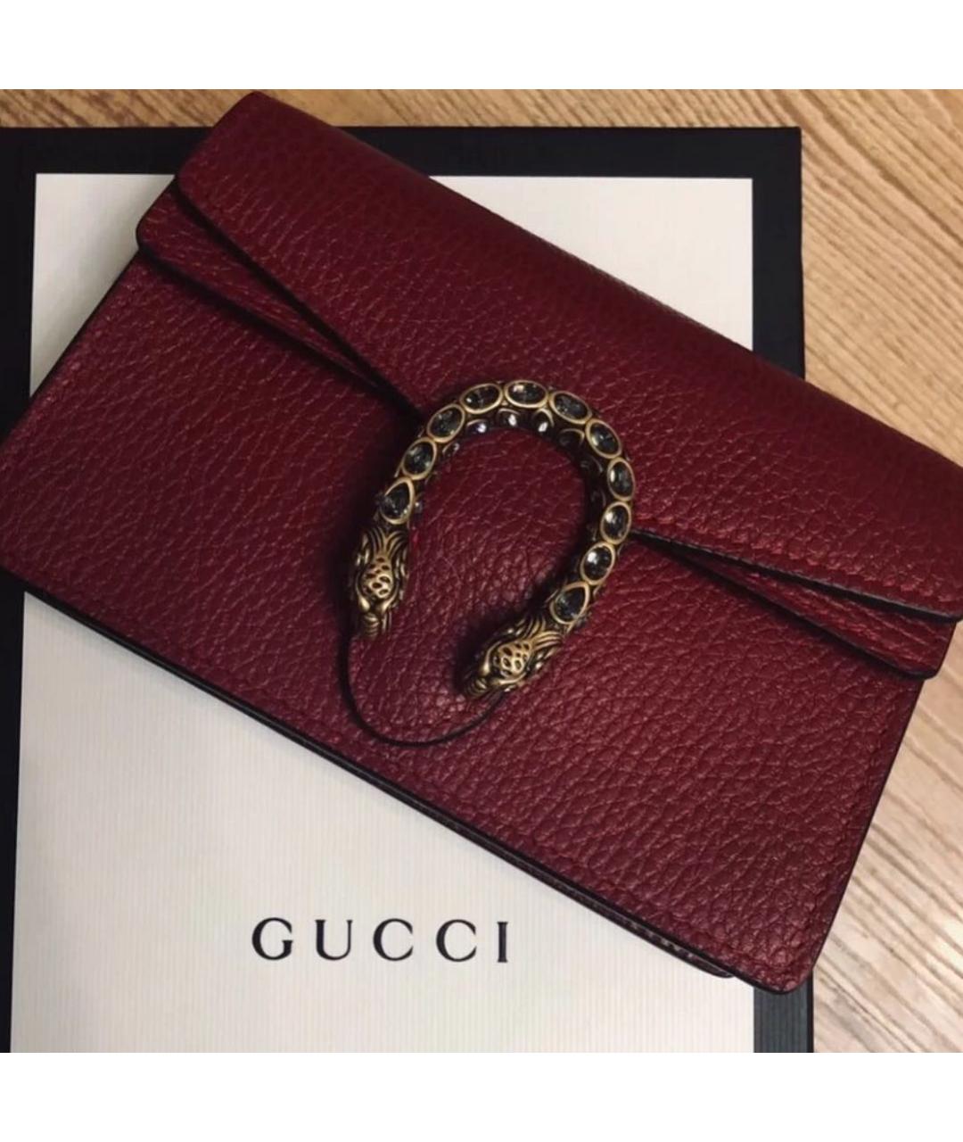 GUCCI Бордовая кожаная сумка через плечо, фото 2