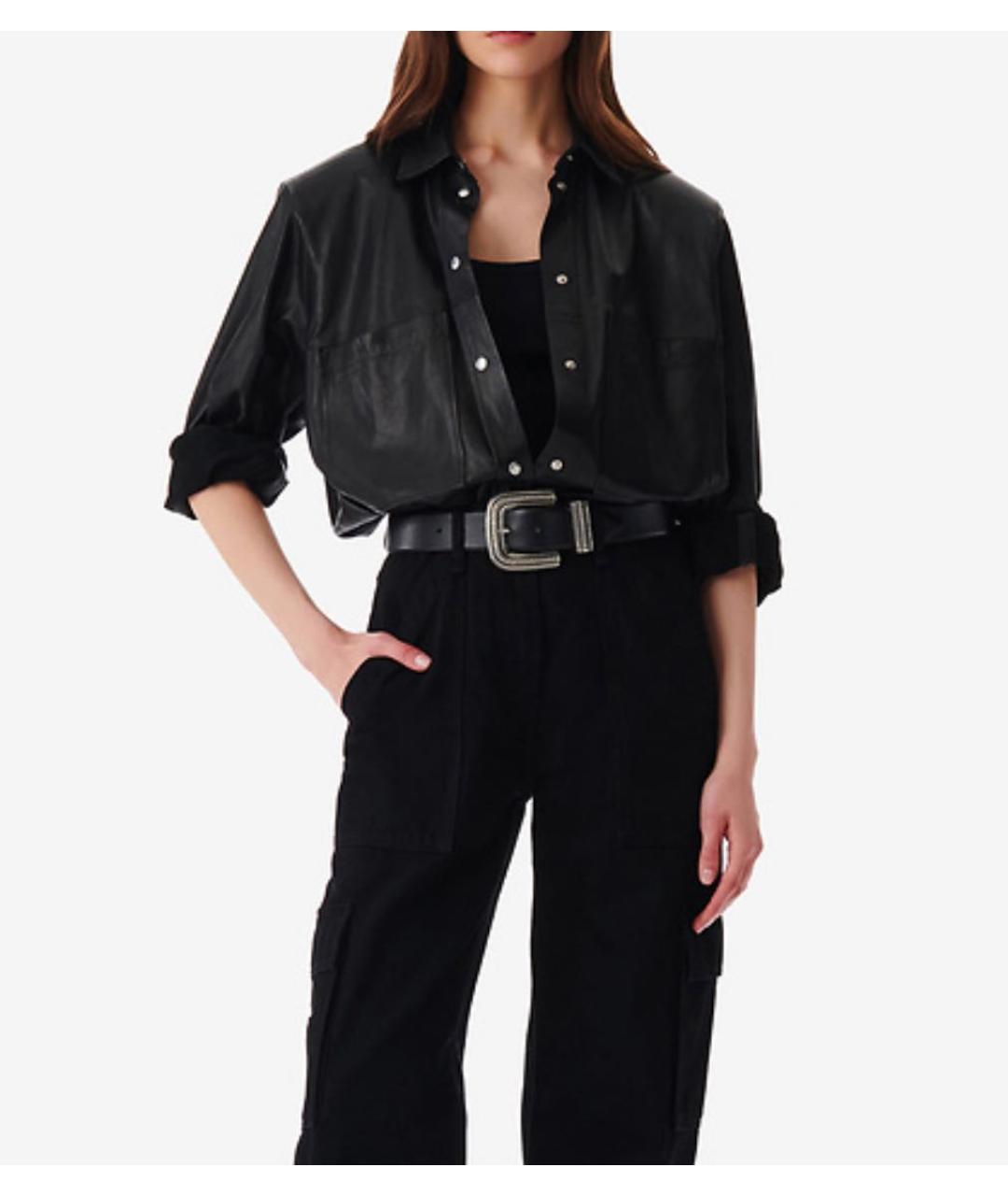 IRO Черная кожаная рубашка, фото 8