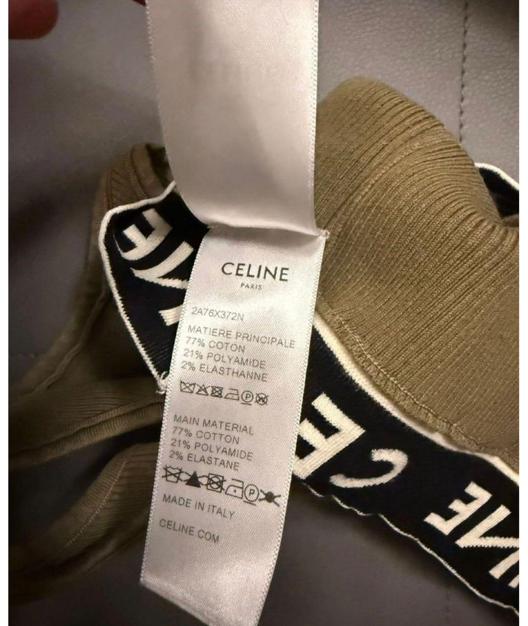 CELINE Хаки хлопковая майка, фото 4