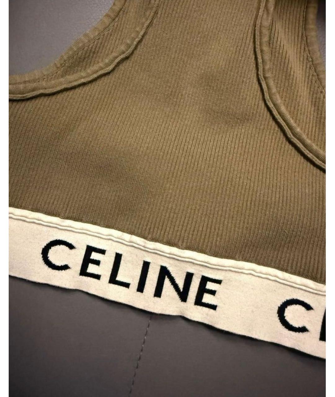 CELINE Хаки хлопковая майка, фото 2