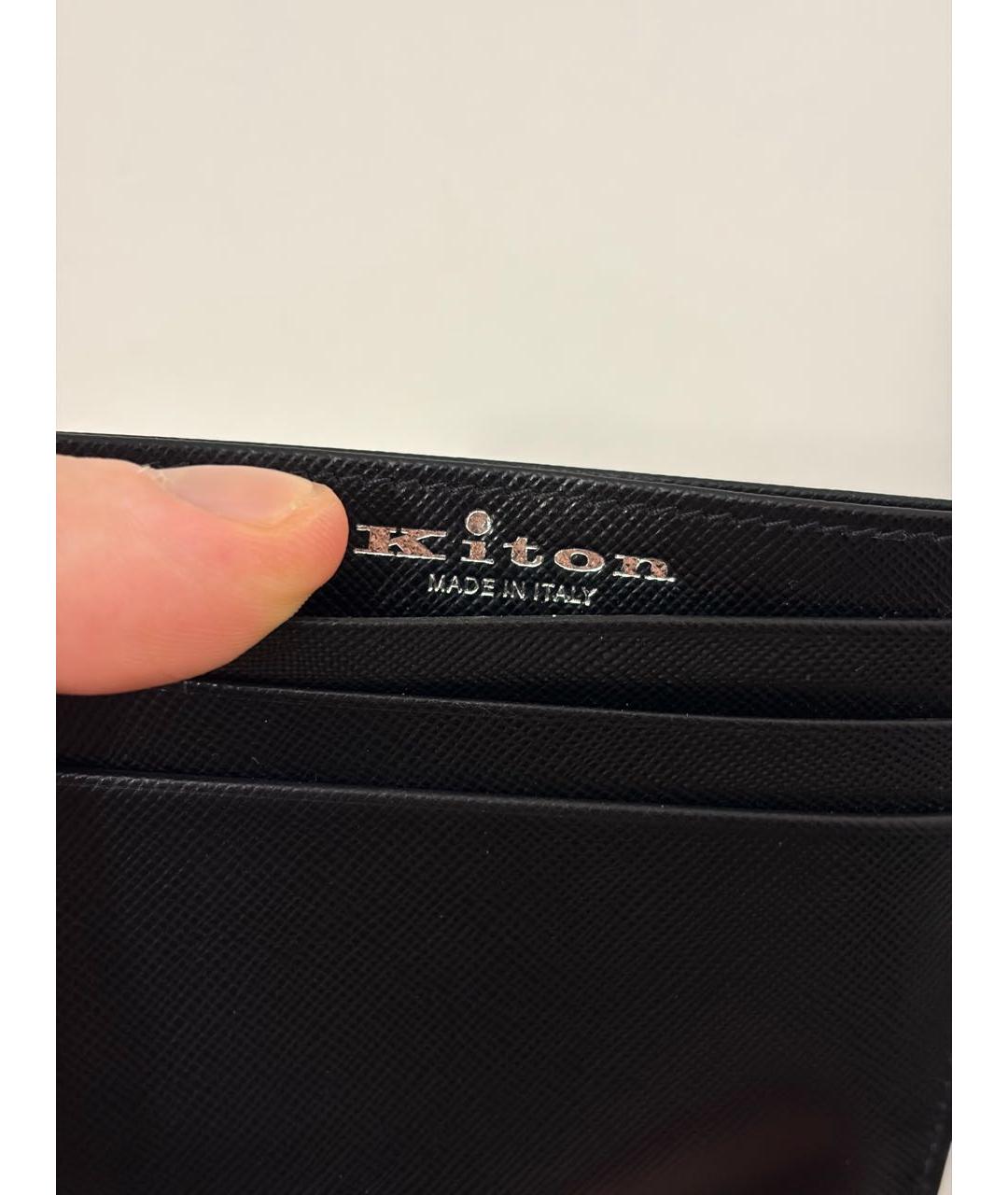 KITON Черный кожаный кардхолдер, фото 5