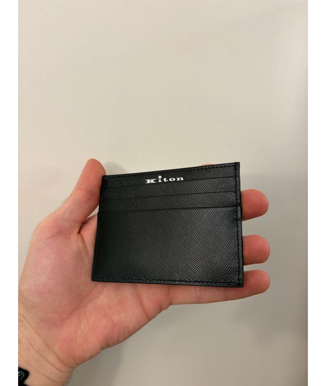 KITON Черный кожаный кардхолдер, фото 6