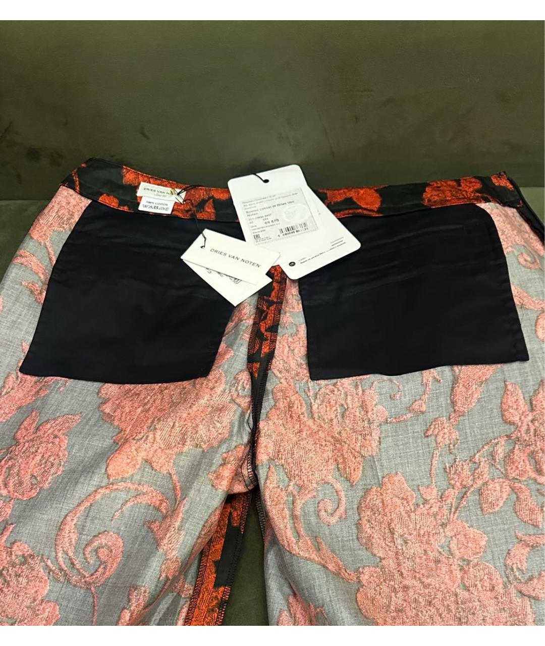 DRIES VAN NOTEN Красные хлопковые прямые брюки, фото 3