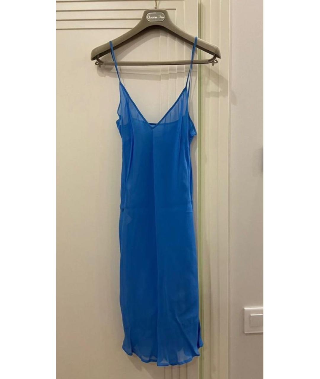 LES COPAINS Бирюзовое шелковое коктейльное платье, фото 3