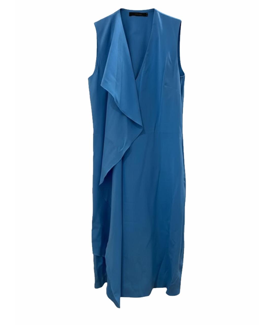 LES COPAINS Бирюзовое шелковое коктейльное платье, фото 1