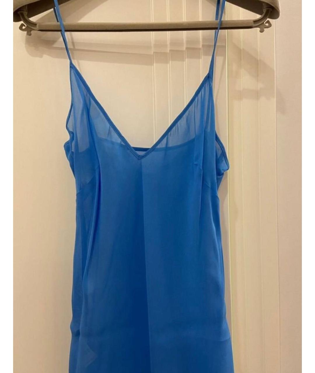 LES COPAINS Бирюзовое шелковое коктейльное платье, фото 4