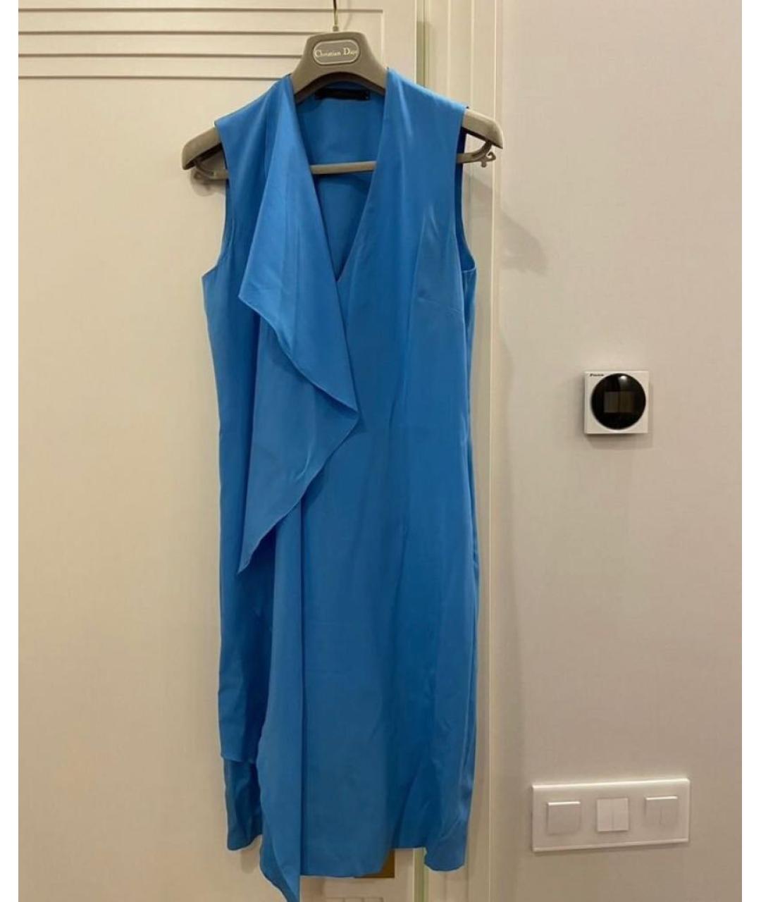 LES COPAINS Бирюзовое шелковое коктейльное платье, фото 8
