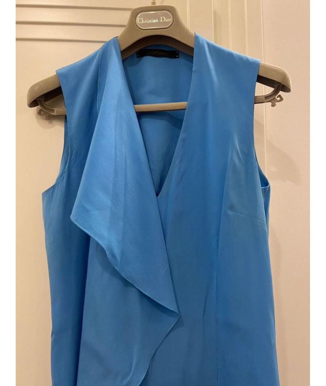 LES COPAINS Бирюзовое шелковое коктейльное платье, фото 2